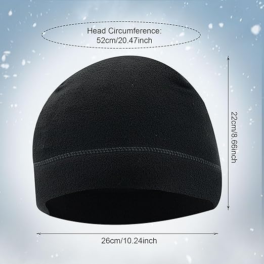 SKHAOVS Unisex 2-Pack Winter Thermal Beanies | Polar Fleece Windproof Running Hats for Men & Women. Black/Grey