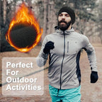 SKHAOVS Unisex 2-Pack Winter Thermal Beanies | Polar Fleece Windproof Running Hats for Men & Women. Black/Grey