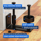 SKYSEN Adjustable Barn Door Floor Guide - 2pc Set w/ 8 DIY Options | Wall-Mounted Roller for Wood, Glass, Internal Sliding Doors | Quiet & Stable