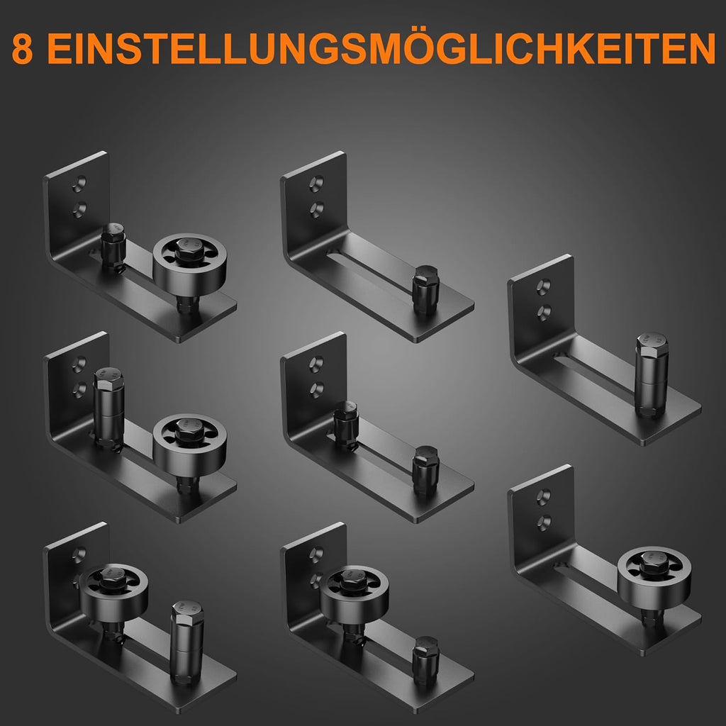 SKYSEN Adjustable Barn Door Floor Guide - 2pc Set w/ 8 DIY Options | Wall-Mounted Roller for Wood, Glass, Internal Sliding Doors | Quiet & Stable