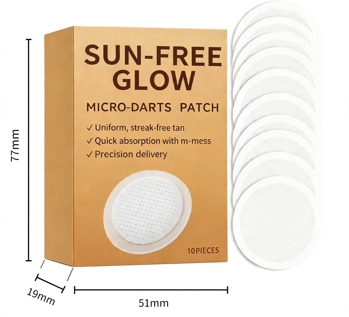 Sun-Free Glow Micro-Needle Self Tanning Patches (30 Pack) – Streak-Free DHA & Erythrulose Fake Tan Microdarts