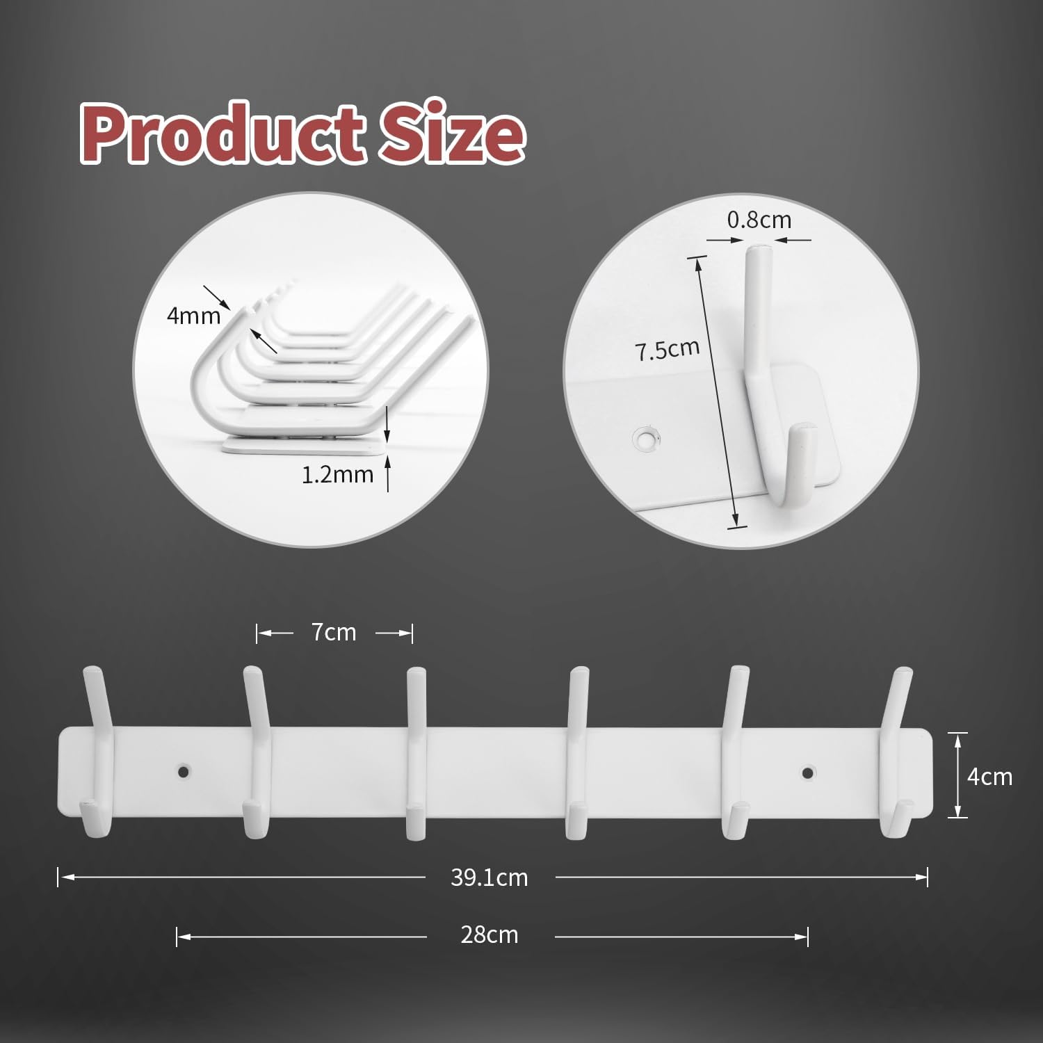 Stylish White Metal Coat Rack (6 Hooks) - Double Hook Design, Easy Wall Mount for Bathroom, Bedroom & Hallway - Zeta Store