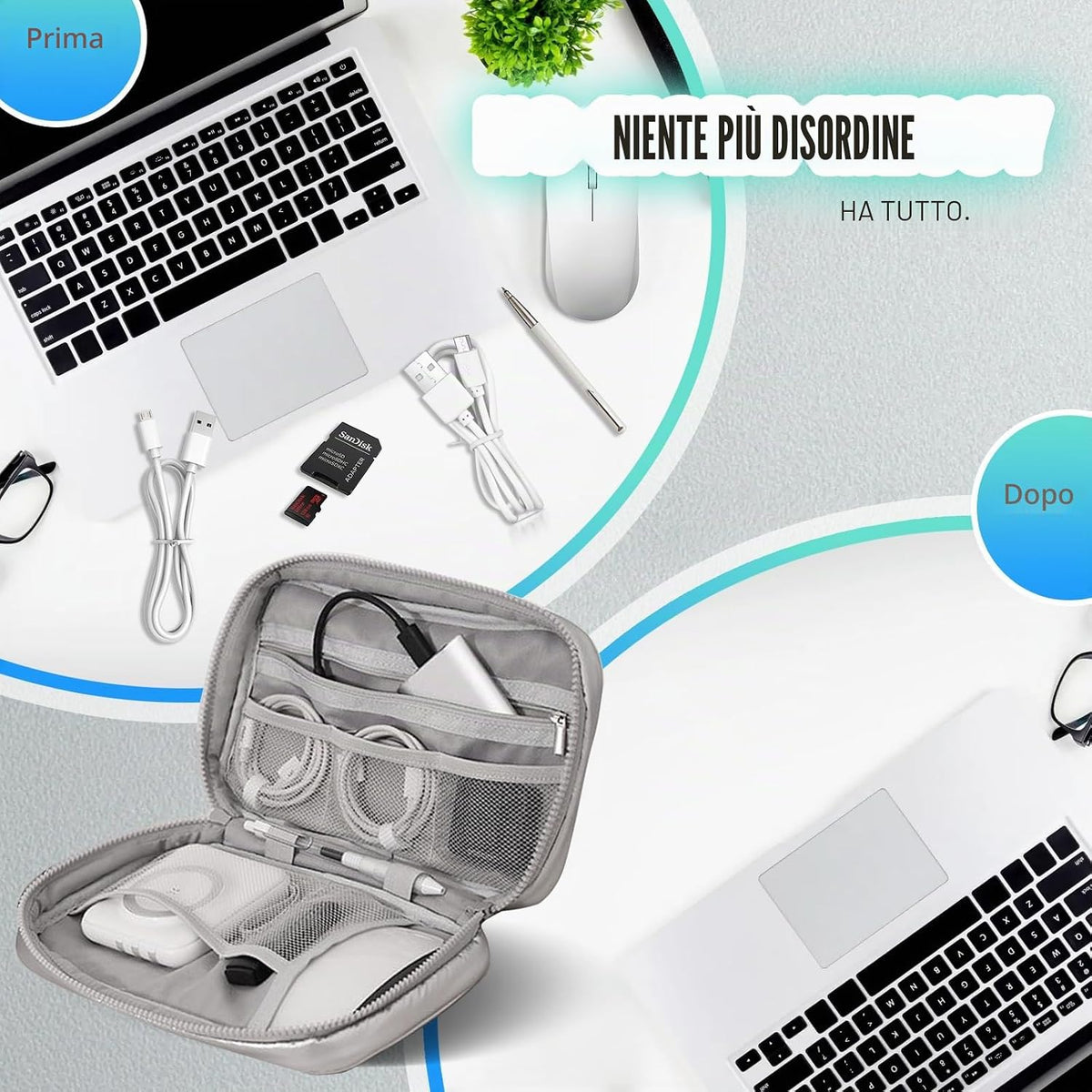 Sahunfri Waterproof Travel Cable Organizer Bag - Pink Padded Electronic Accessories Bag for Charger, Power Bank, Cables & Phone