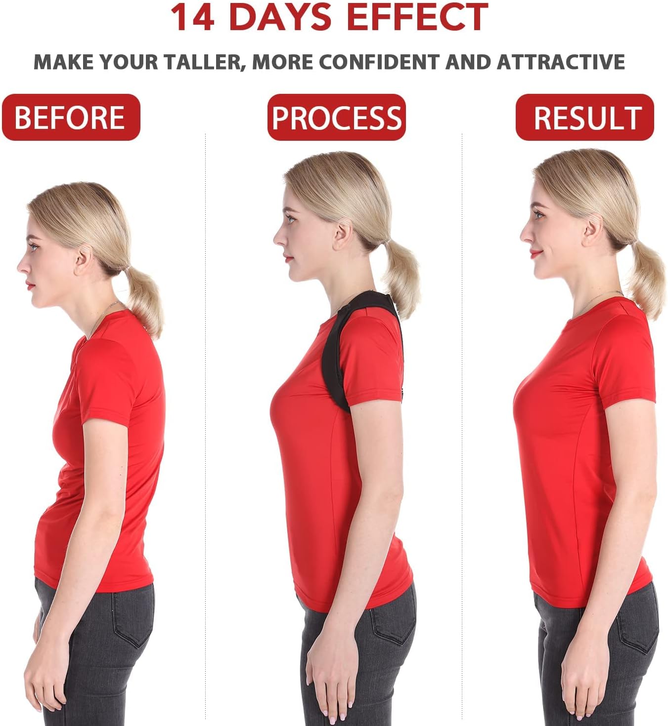 Schiara Posture Corrector for men and women, adjustable, discreet under clothes, designed to improve posture in 14 days.