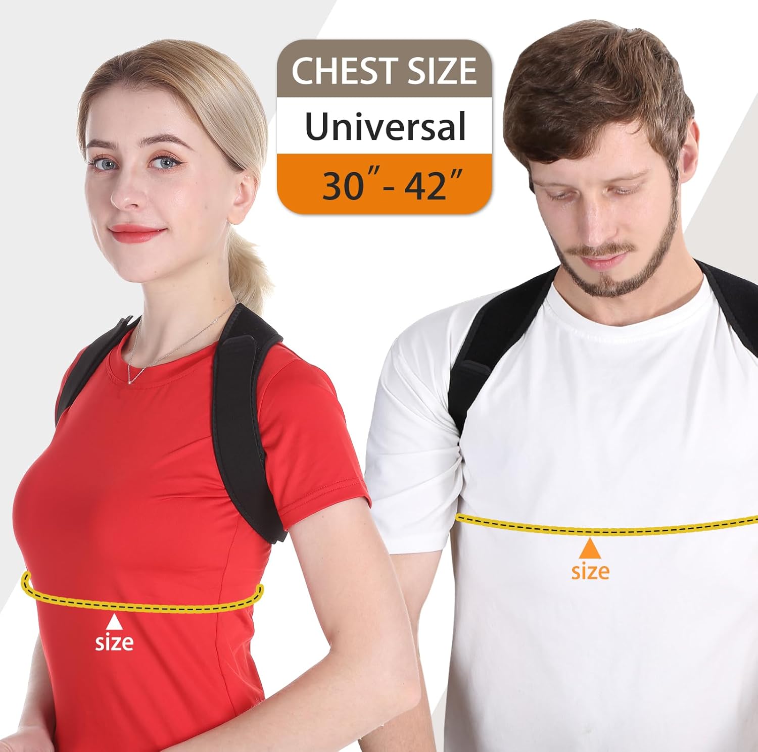 Schiara Posture Corrector for men and women, adjustable, invisible under clothes, designed to improve posture in 14 days.