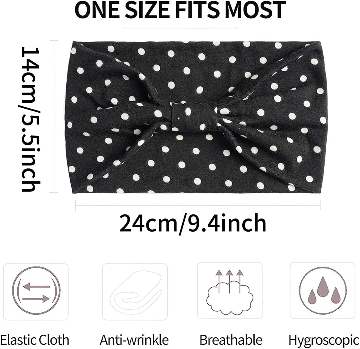 Scicent 3-Pack Wide Headbands for Women | Boho Stretchy Head Wraps | 6-in-1 Turban Twist & Sweatband | Black & Tie-Dye | One Size Fits Most | Brand New in Barn! 🎁