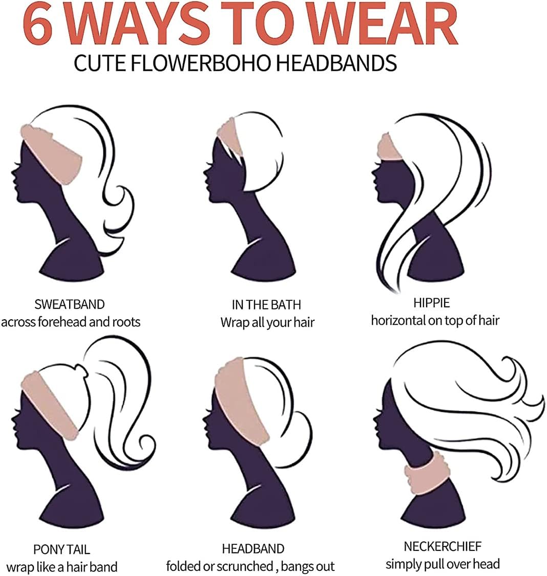 Scicent 3-Pack Wide Headbands for Women | Boho Stretchy Head Wraps | 6-in-1 Turban Twist & Sweatband | Black & Tie-Dye | One Size Fits Most | Brand New in Barn! 🎁