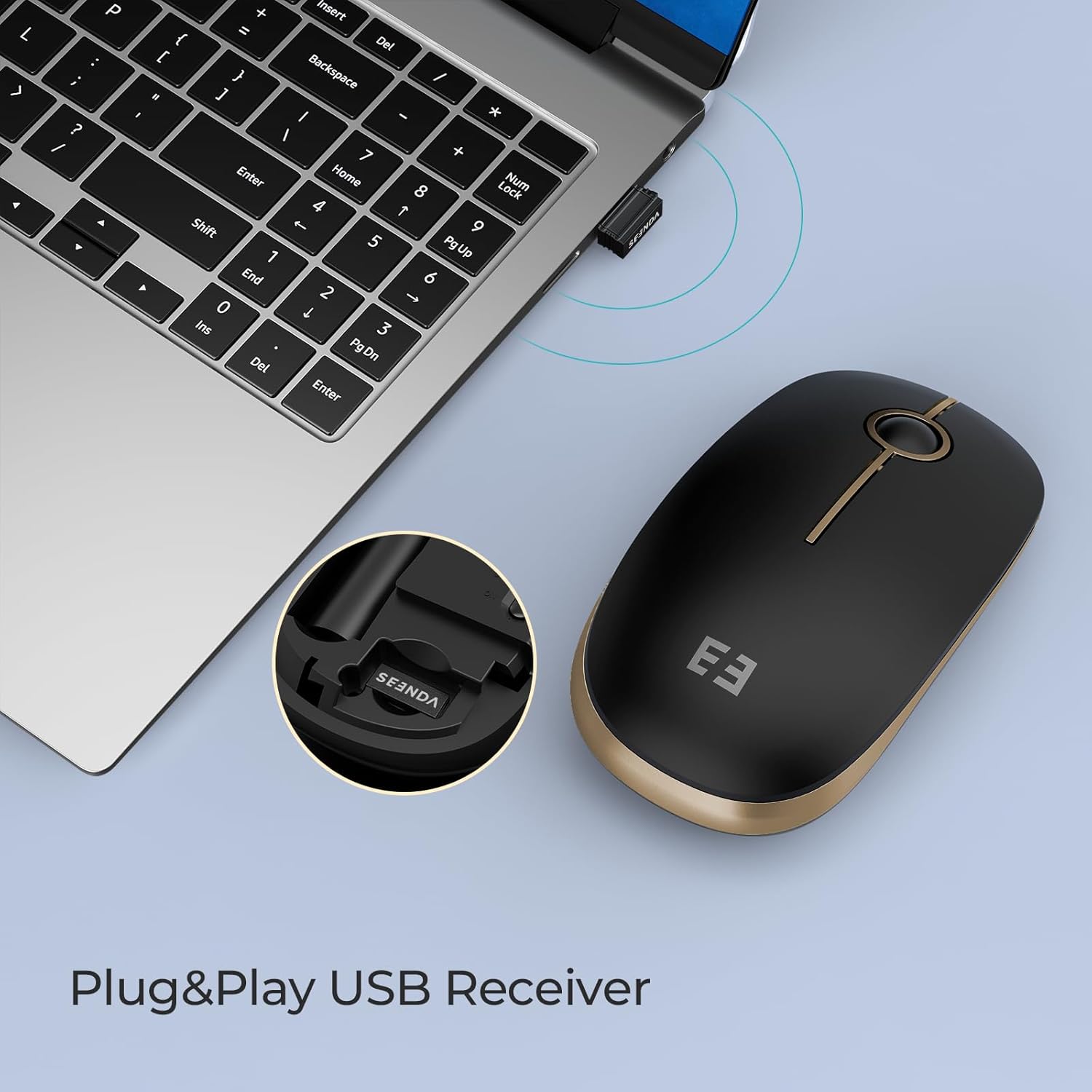 Seenda Wireless Mouse, 2.4GHz Silent Mouse with USB Receiver, 18 month battery life, 1600 DPI Optical Tracking, Portable Computer Mice for Laptop PC Notebook - Zeta Store