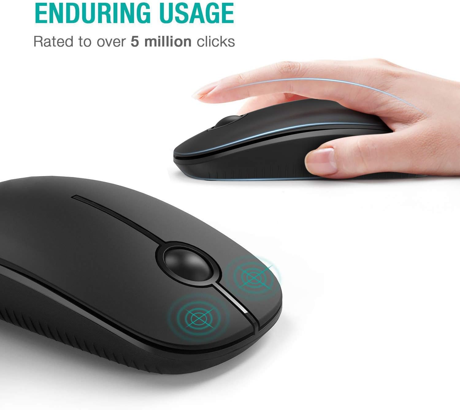 Seenda Wireless Mouse, 2.4GHz Silent Mouse with USB Receiver, 18 month battery life, 1600 DPI Optical Tracking, Portable Computer Mice for Laptop PC Notebook - Zeta Store