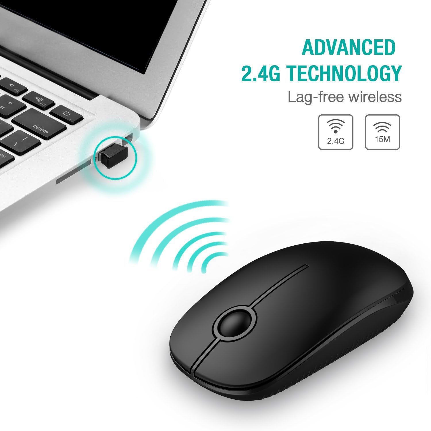 Seenda Wireless Mouse, 2.4GHz Silent Mouse with USB Receiver, 18 month battery life, 1600 DPI Optical Tracking, Portable Computer Mice for Laptop PC Notebook - Zeta Store