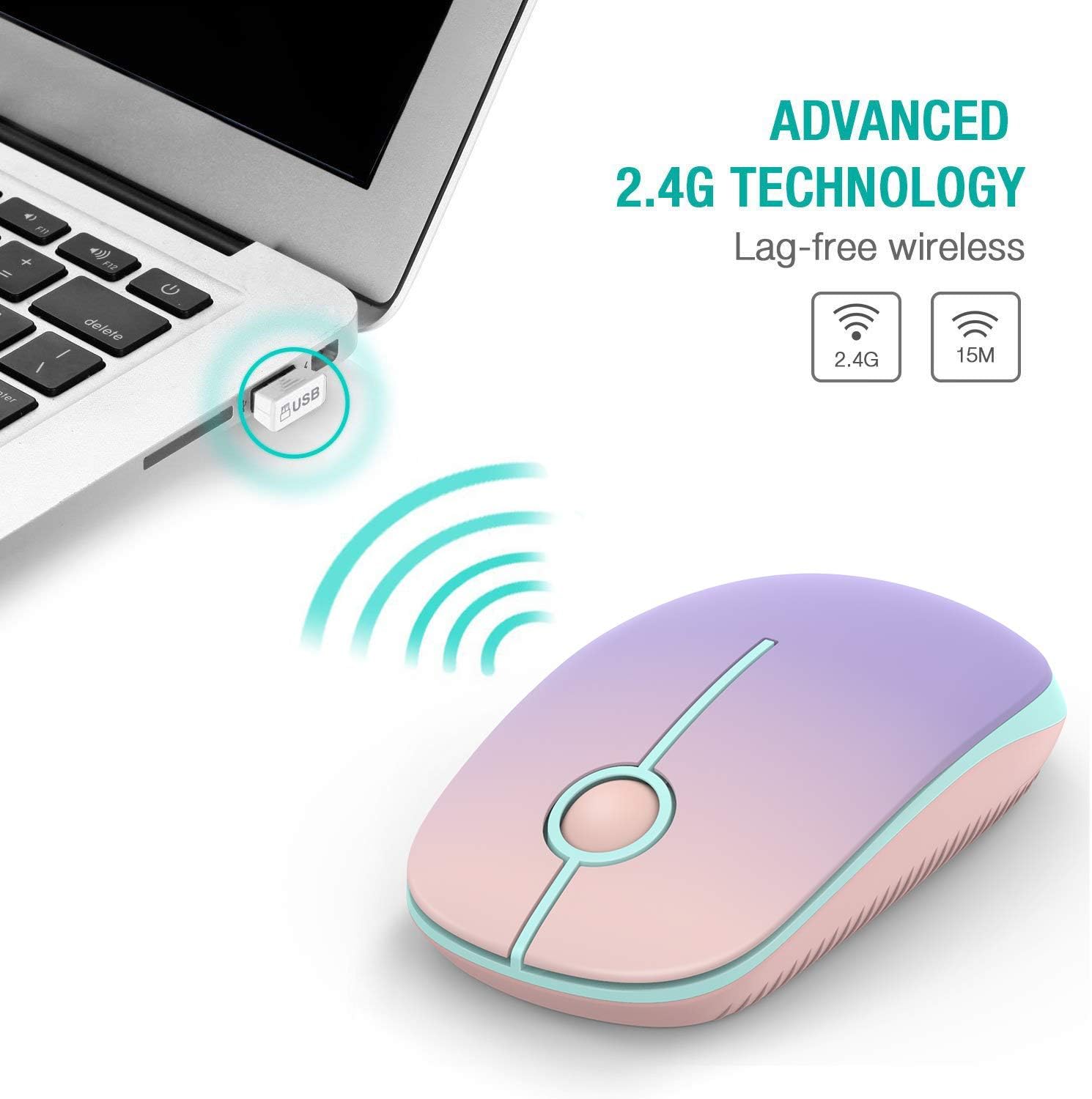 Seenda Wireless Mouse, 2.4GHz Silent Mouse with USB Receiver, 18 month battery life, 1600 DPI Optical Tracking, Portable Computer Mice for Laptop PC Notebook - Zeta Store