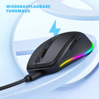 SEENDA RGB Wireless Mouse with Silent Jiggler | Rechargeable, 6-Key, Adjustable DPI, Plug & Play