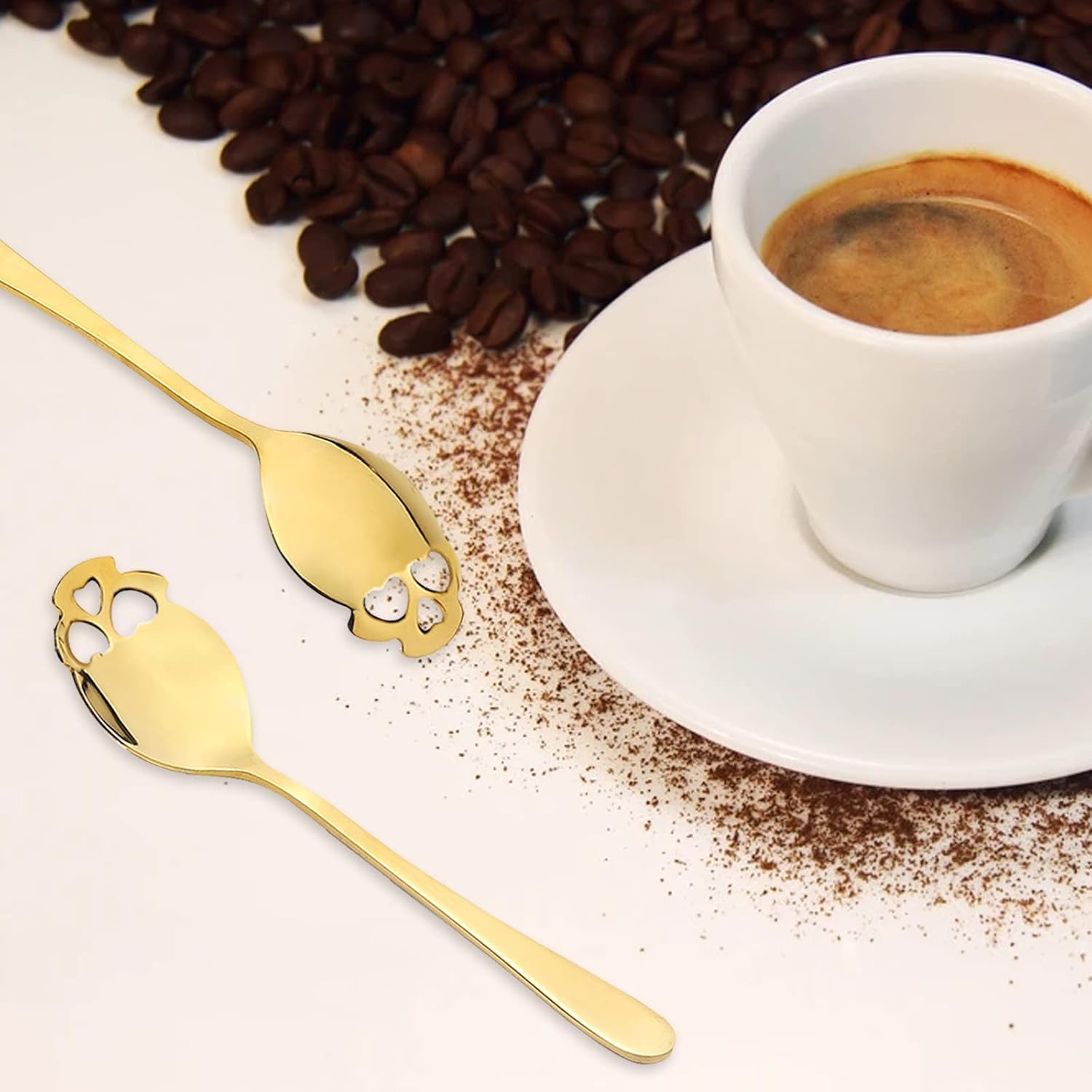 SKULL, Set of 8 GOLD Spoons ✨ Stirring Spoons for Coffee & Tea | 304 Stainless Steel | Brand New Bargain! - Zeta Store