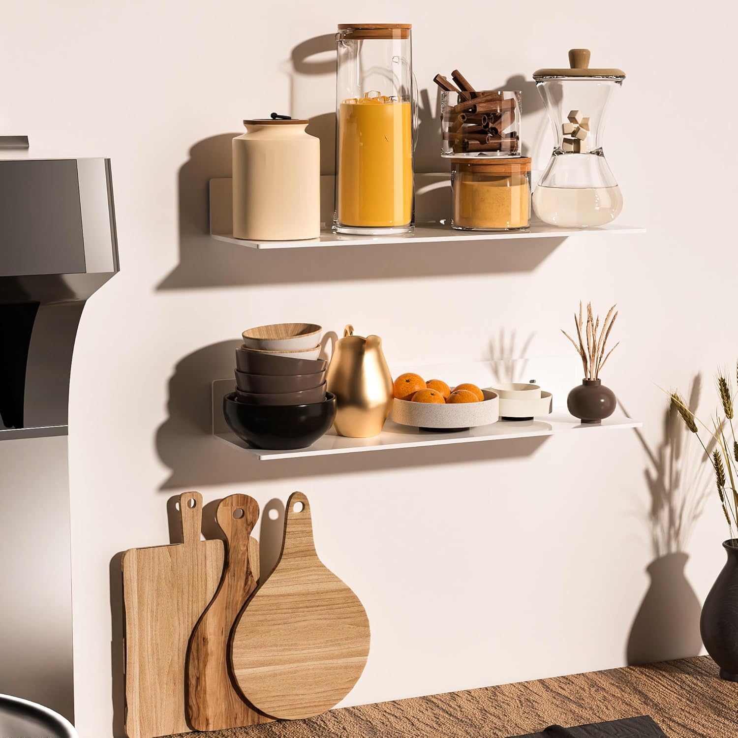 Sezanrpt 2-Pack 20-Inch Wall Shelves | Modern Plexiglass Display for Decor, Books & Collectibles | Complete Mounting Kit Included | Space-Saving Bargain!