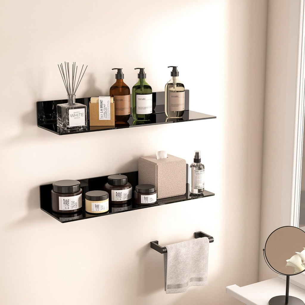 Sezanrpt 2-Pack 20-Inch Wall Shelves | Modern Plexiglass Display for Decor, Books & Collectibles | Complete Mounting Kit Included | Space-Saving Bargain!