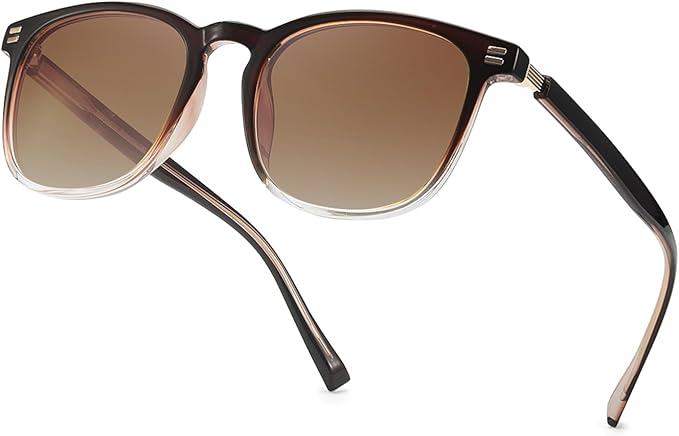 SIPHEW Women’s Polarised UV400 Sunglasses - Lightweight Square Frame with Gold Accents, Gradient Brown Lens
