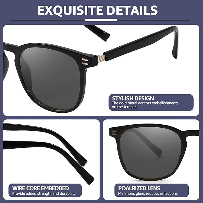 SIPHEW Women’s Polarised UV400 Sunglasses - Lightweight Square Frame with Gold Accents, Gradient Brown Lens
