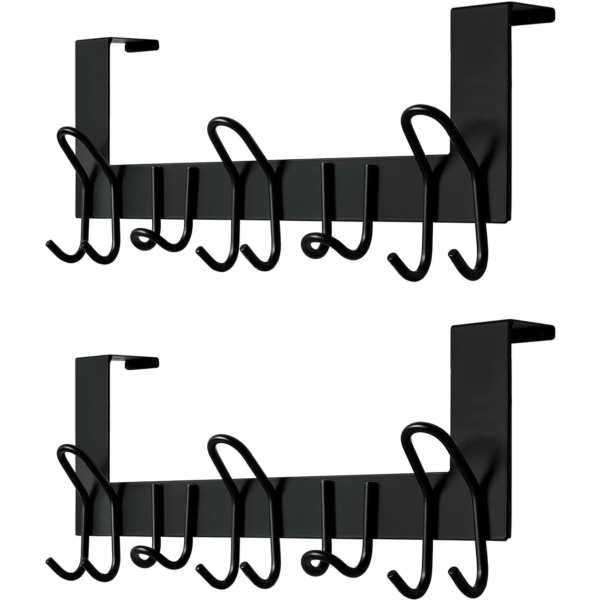 Skoloo Over The Door Hooks - 9 Hook Stainless Steel Door Hanger for Doors Up to 1-34  4.5cm - For Coats, Towels, Hats, Bags