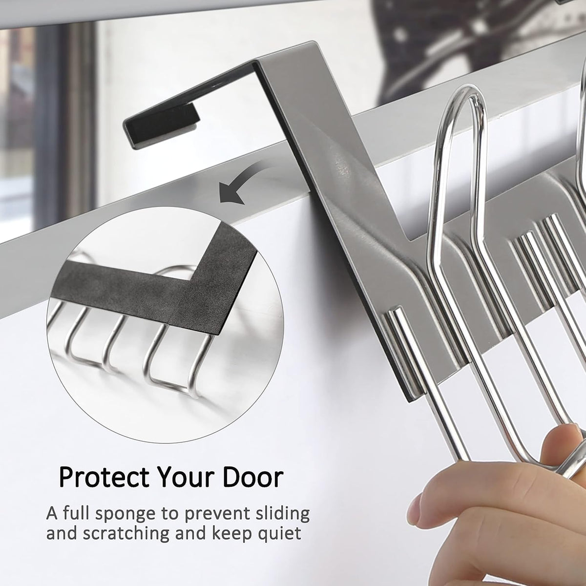 Skoloo Over The Door Hooks - 9 Hook Stainless Steel Door Hanger for Doors Up to 1-34  4.5cm - For Coats, Towels, Hats, Bags