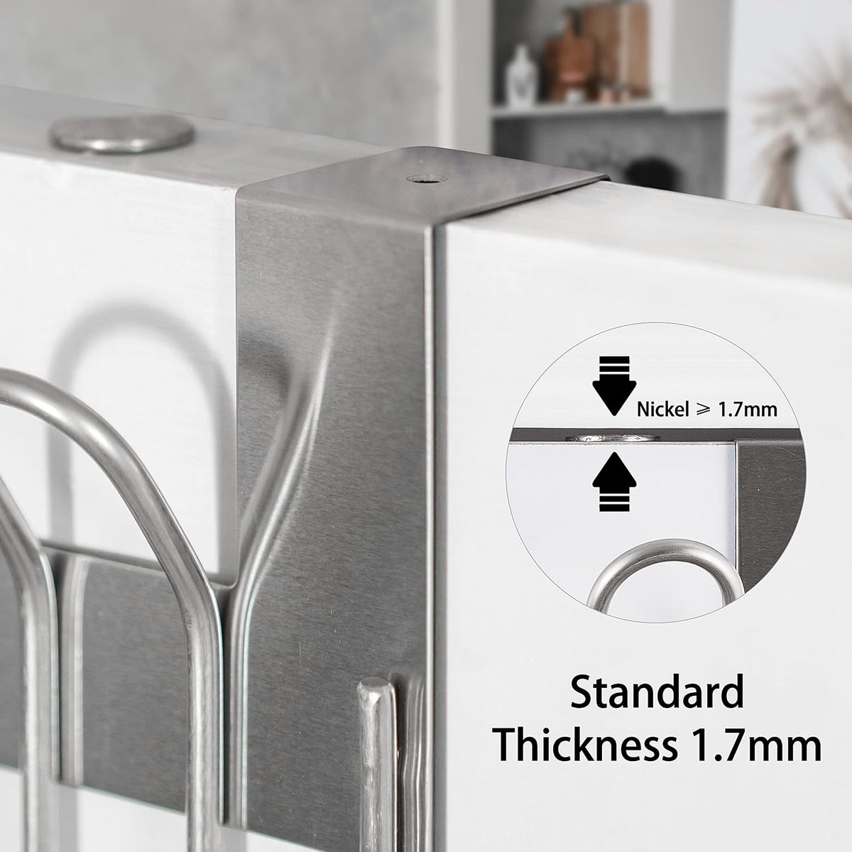 Skoloo Over The Door Hooks - 9 Hook Stainless Steel Door Hanger for Doors Up to 1-34  4.5cm - For Coats, Towels, Hats, Bags