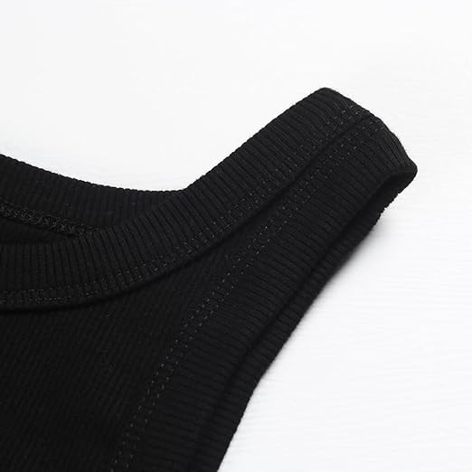 Smile Fish women's summer sleeveless racerback high-neck cotton ribbed tank top, fitted and stylish for warm weather.