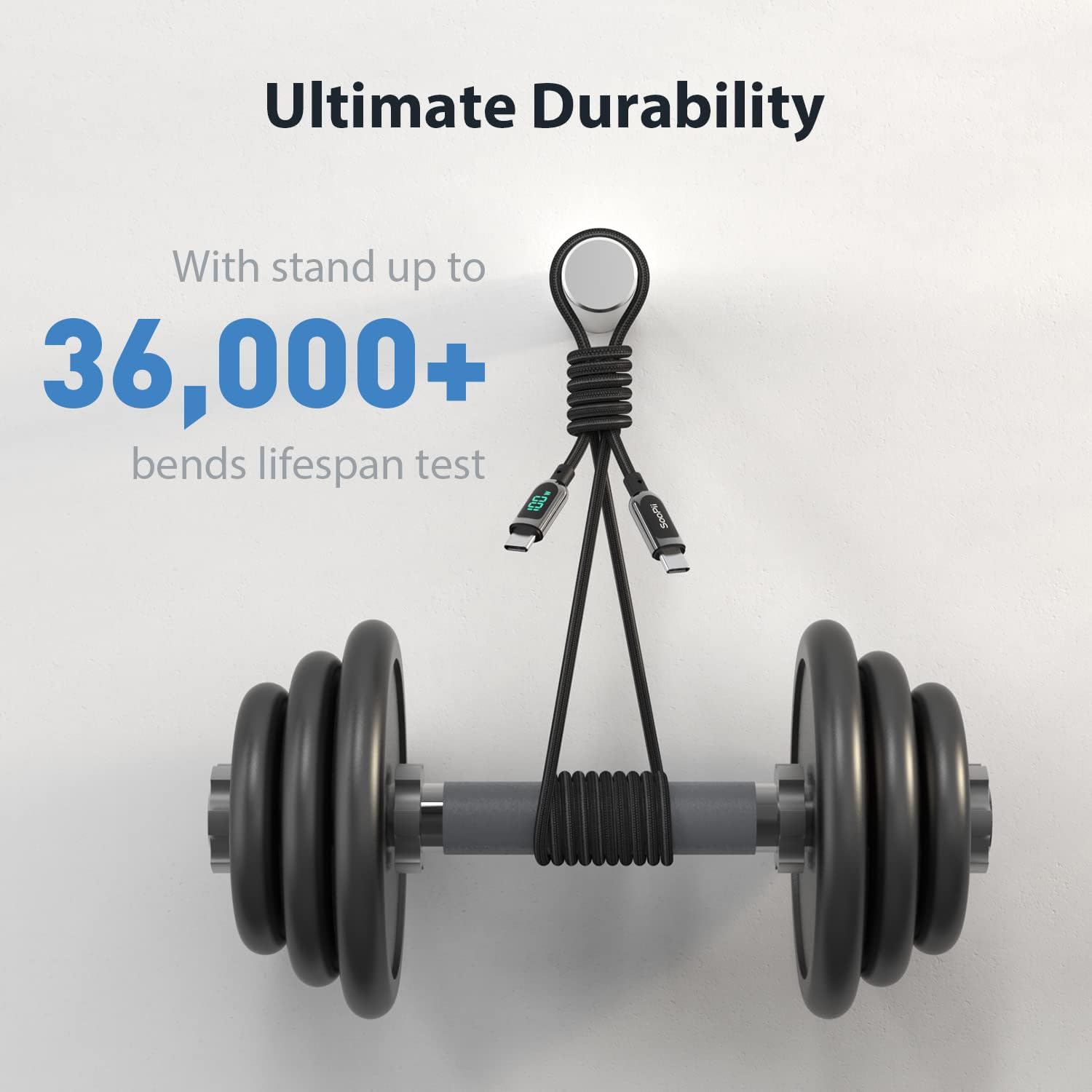 SOOPII 100W USB-C to USB-C Fast Charging Cable with LED Power Display ⚡ 3M Nylon Braided! - Zeta Store