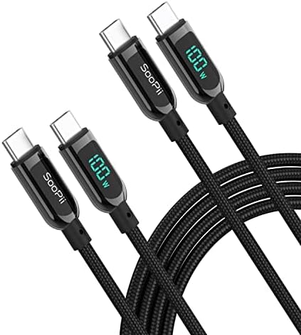 SOOPII 100W USB-C to USB-C Fast Charging Cable with LED Power Display ⚡ 3M Nylon Braided! - Zeta Store