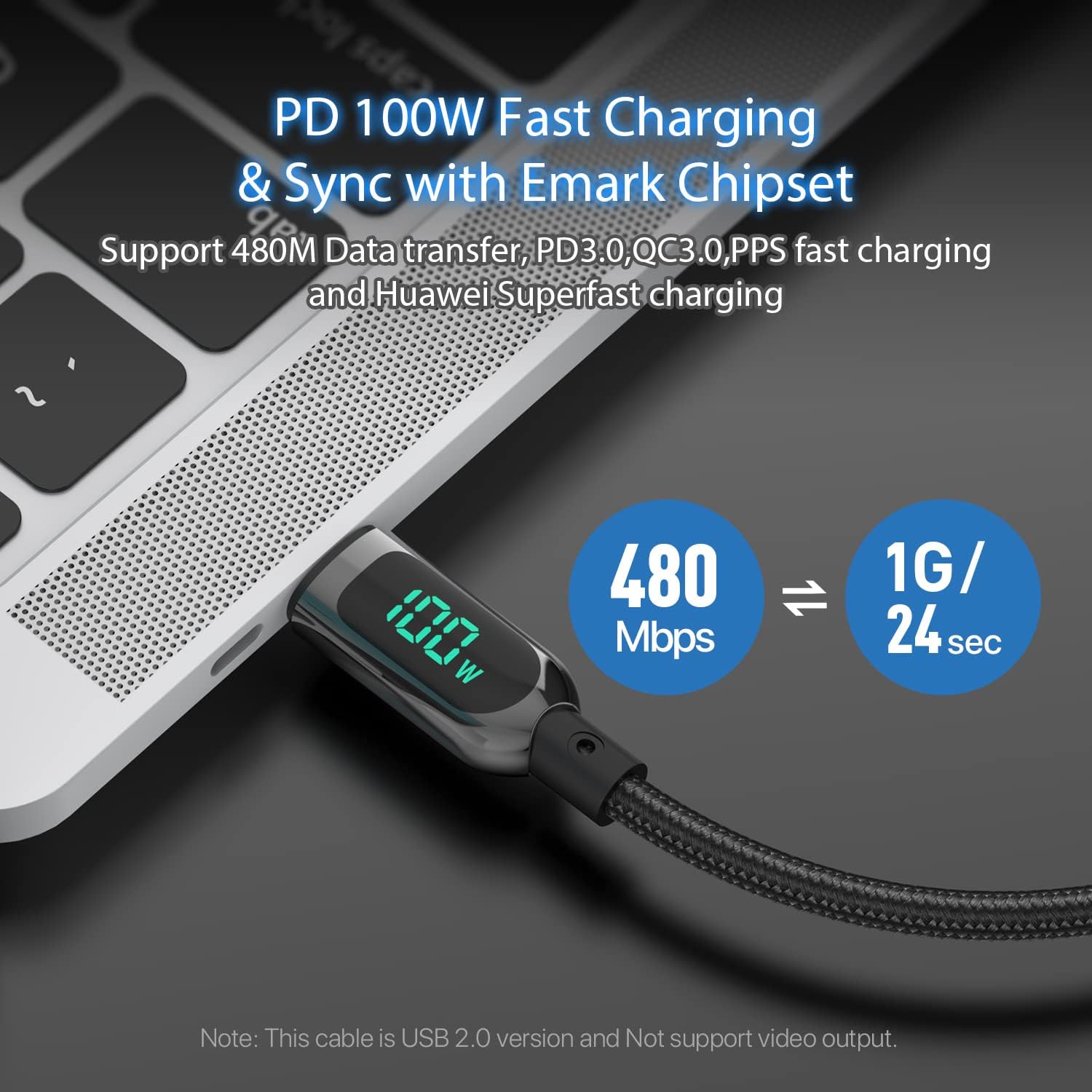 SOOPII 100W USB-C to USB-C Fast Charging Cable with LED Power Display ⚡ 3M Nylon Braided! - Zeta Store