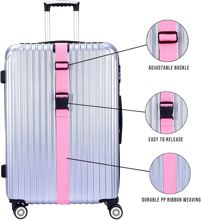 Sourcing Map - BARN FIND! 2M Adjustable Pink Luggage Strap with ID Label & Buckle | Secure & Identify Your Bags Instantly! - Zeta Store