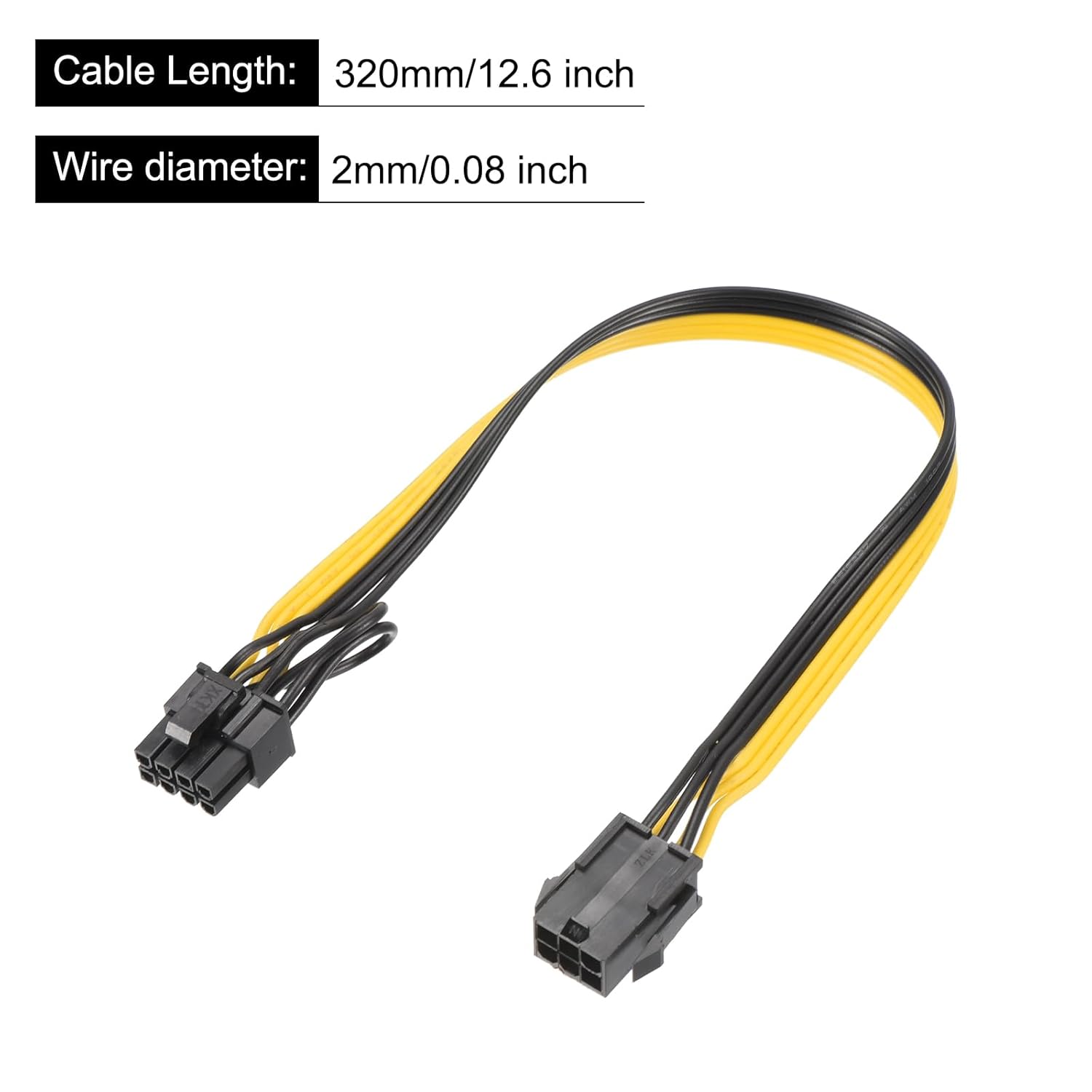 High-Performance PCIe 6-Pin to 8-Pin (6+2) GPU Power Adapter Cable – 12.6" Length 💥 - Zeta Store