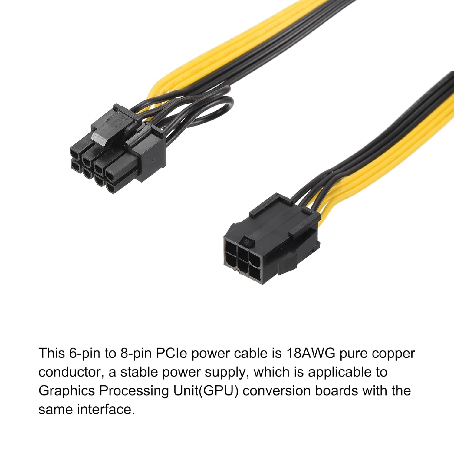 High-Performance PCIe 6-Pin to 8-Pin (6+2) GPU Power Adapter Cable – 12.6" Length 💥 - Zeta Store