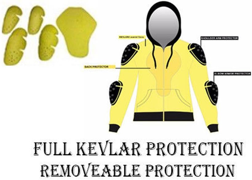 Speed MaxX Mens Black Fleece Motorbike Hoodie Jacket with Full Kevlar Lining & Removable Armour