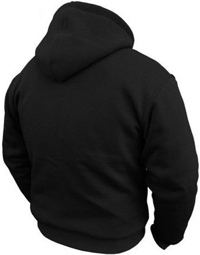 Speed MaxX Mens Black Fleece Motorbike Hoodie Jacket with Full Kevlar Lining & Removable Armour