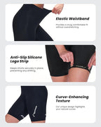 Sportneer Women's Cycling Shorts with 4D Padded Liner | High-Elastic Quick-Dry | V-Waist & Reflective Strips | Premium Bike Shorts for Indoor & Outdoor Riding