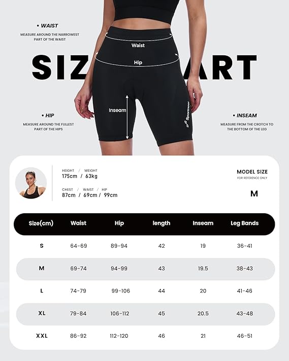 Sportneer Women's Cycling Shorts with 4D Padded Liner | High-Elastic Quick-Dry | V-Waist & Reflective Strips | Premium Bike Shorts for Indoor & Outdoor Riding