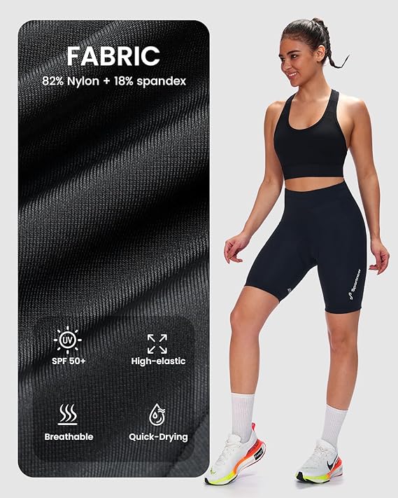 Sportneer Women's Cycling Shorts with 4D Padded Liner | High-Elastic Quick-Dry | V-Waist & Reflective Strips | Premium Bike Shorts for Indoor & Outdoor Riding