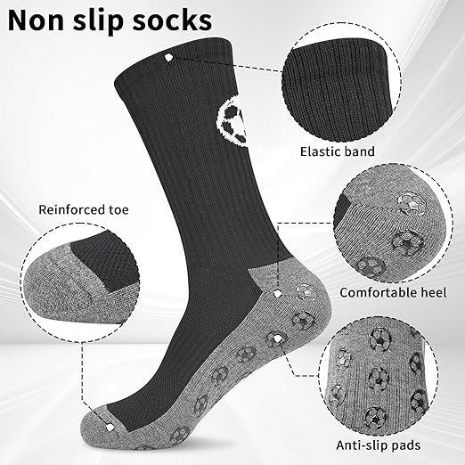 GRAB THE EDGE! 3 Pairs Srclo Anti-Slip Grip Socks for Men – Ultimate Non-Slip Pads for Football, Basketball, Running & Training - Zeta Store