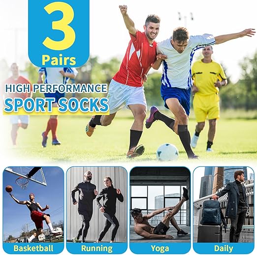 GRAB THE EDGE! 3 Pairs Srclo Anti-Slip Grip Socks for Men – Ultimate Non-Slip Pads for Football, Basketball, Running & Training - Zeta Store