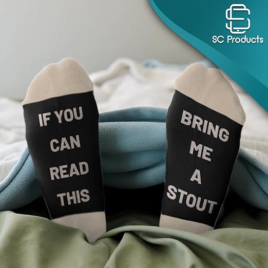 HILARIOUS STOUT Socks for Grandad | 'If You Can Read This, Bring Me A Stout' | Funny Beer Gift for Grandpa | Fathers Day, Birthday, Christmas Presents | 80% Cotton, Size 6-12