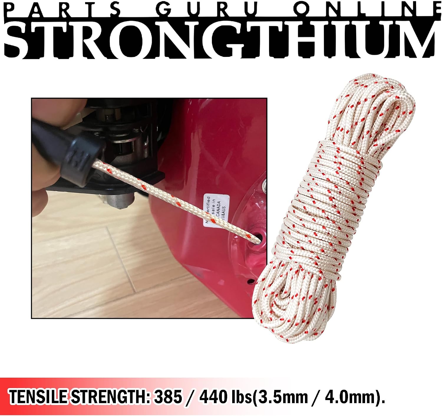 Strongthium 12M x 4mm Recoil Pull Starter Rope - Heavy Duty Starter Cord for Lawnmower, Chainsaw, Generator, Strimmer - Compatible with Honda, Briggs & Stratton, Stihl, Mountfield