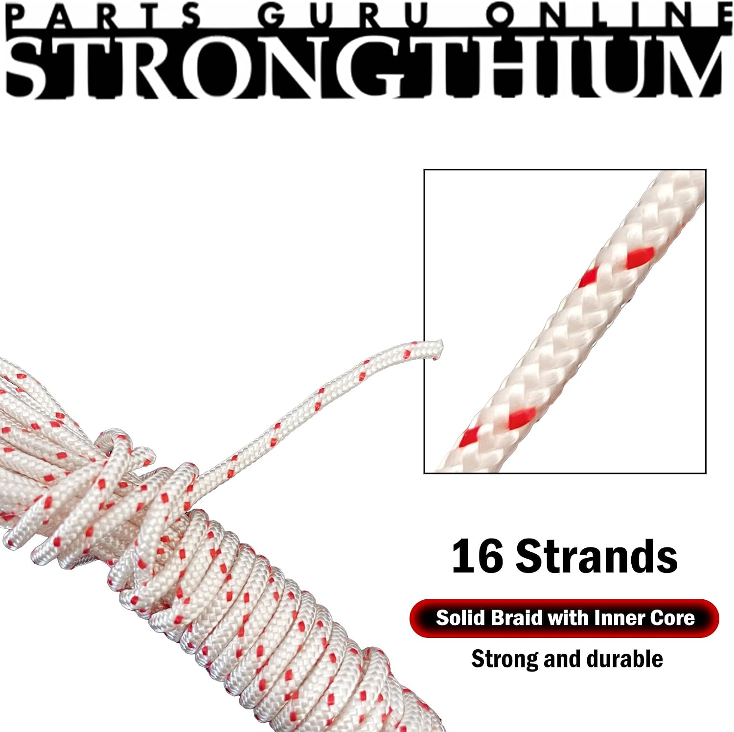 Strongthium 5M Starter Rope 3.5mm - Recoil Pull Cord Kit with 2 Handles for Honda, Briggs & Stratton, Stihl, Craftsman, Toro, Husqvarna - Lawnmower, Chainsaw, Strimmer, Generator