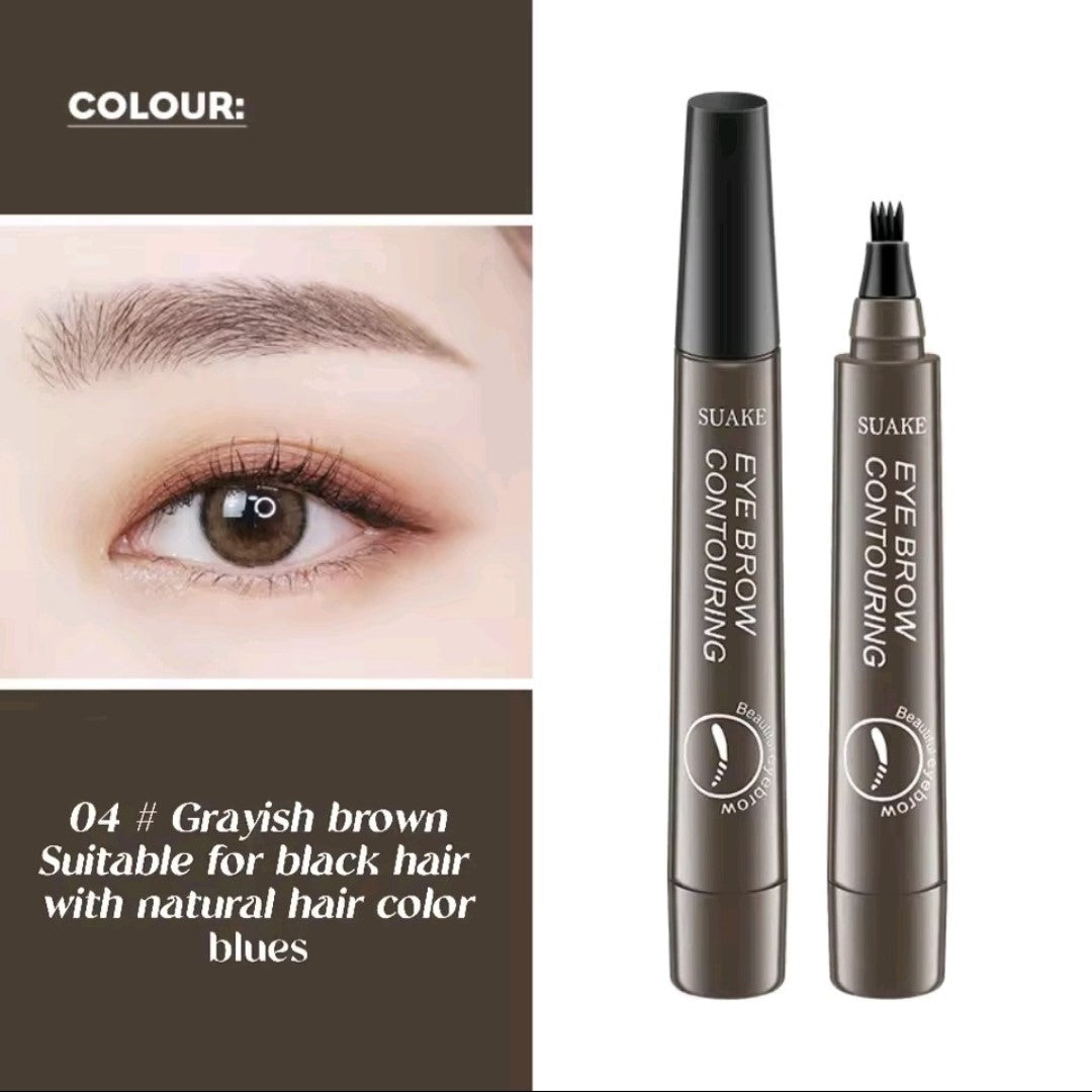Set of four Suake waterproof microblading eyebrow pens with fork tip for natural, soft contour eyebrow tattooing and filling.