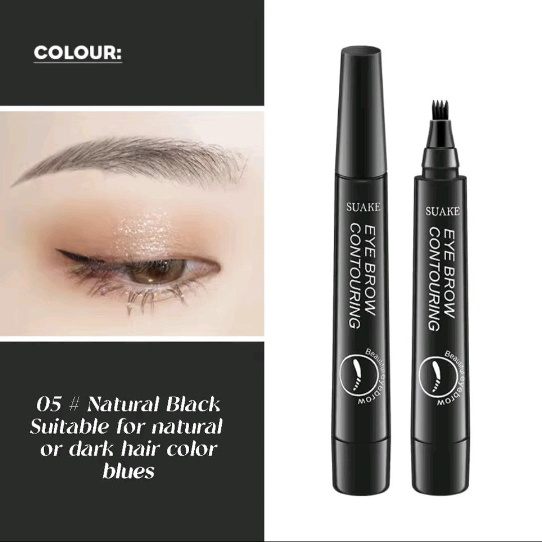 Suake 4-pack waterproof eyebrow pen with 4-fork tip, natural soft contour, ideal for microblading and eyebrow tattooing.