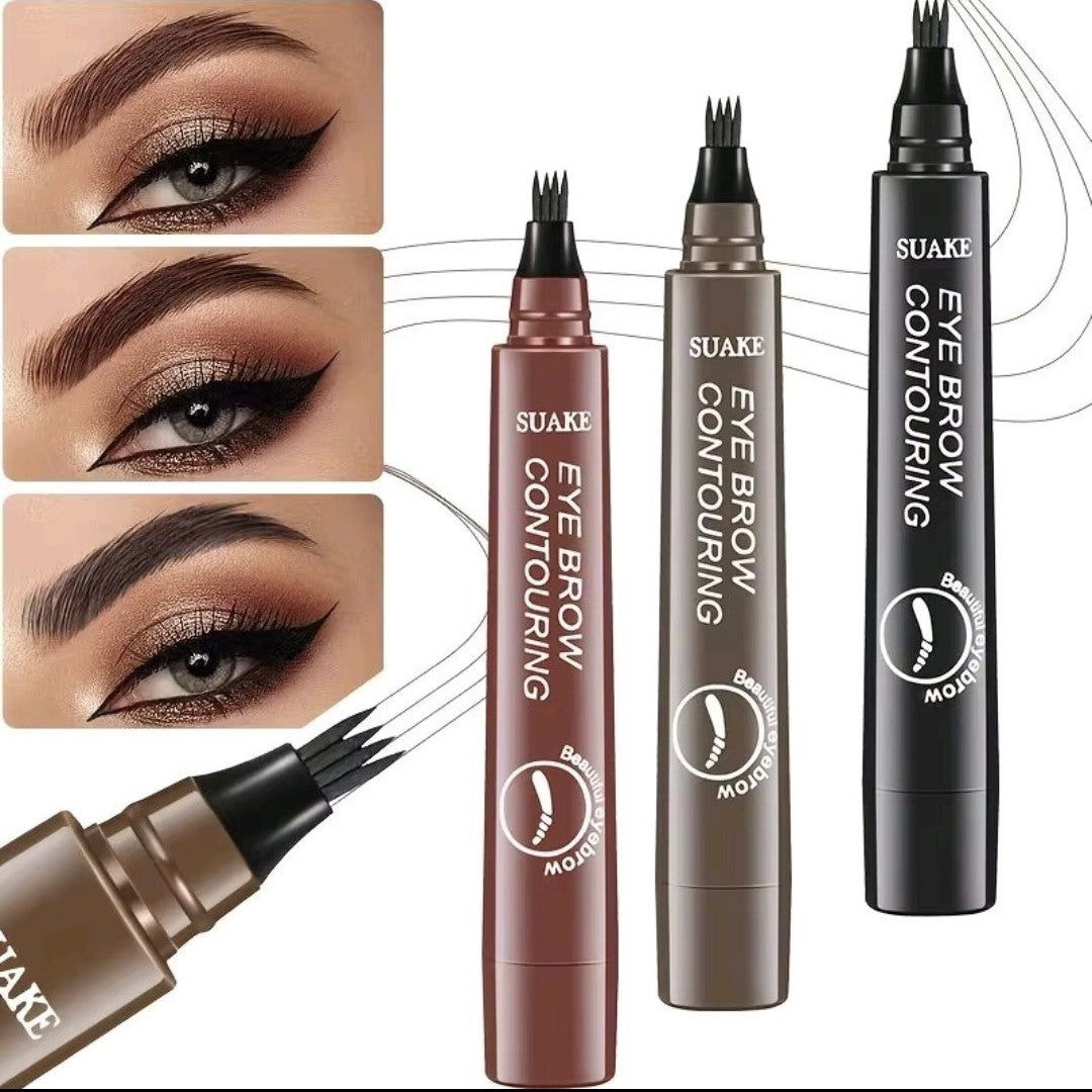Suake 4-pack waterproof microblading eyebrow pens with fork tip, natural soft contour, ideal for tattoo and eyebrow makeup.