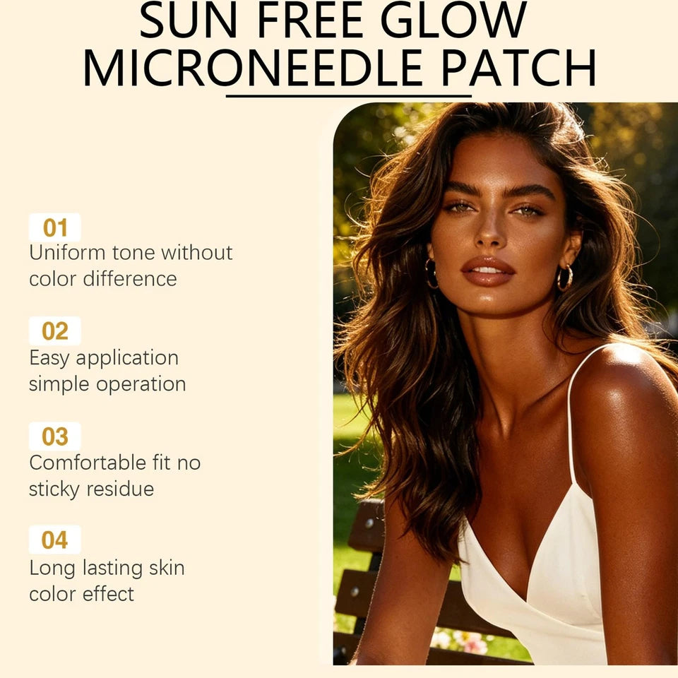 Sun-Free Glow Micro-Needle Self Tanning Patch - 21 Patches (3x 7) DHA & Erythrulose - Natural Bronze, No Sun, No Mess