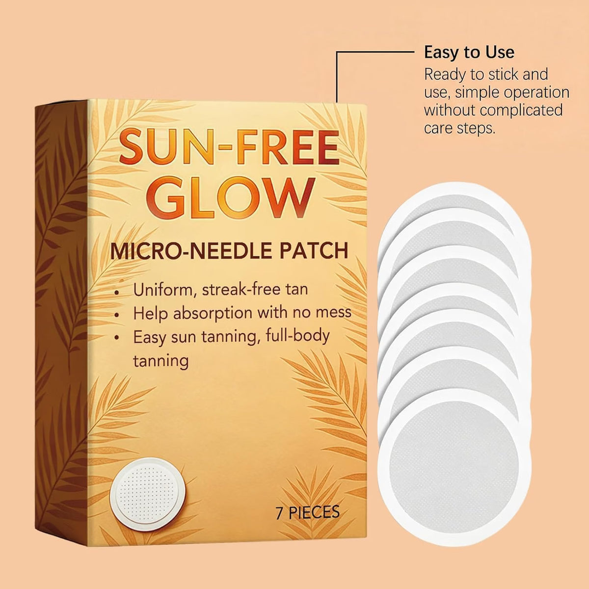 Sun-Free Glow Micro-Needle Self Tanning Patch - 21 Patches (3x 7) DHA & Erythrulose - Natural Bronze, No Sun, No Mess