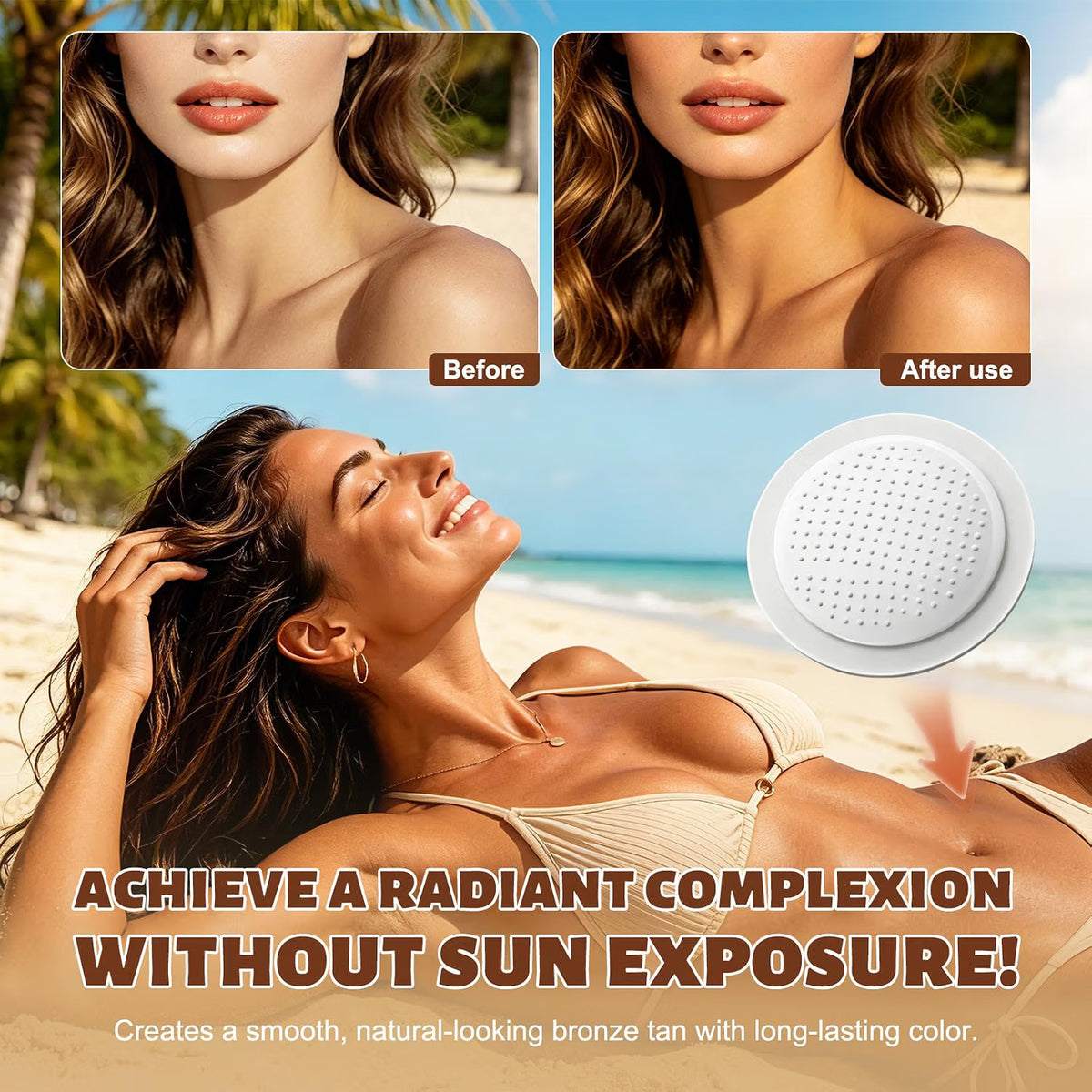 Sun Free Glow Patches in three boxes, advanced micro-needle sunless tanning patches for natural bronze skin, suitable for women and men.