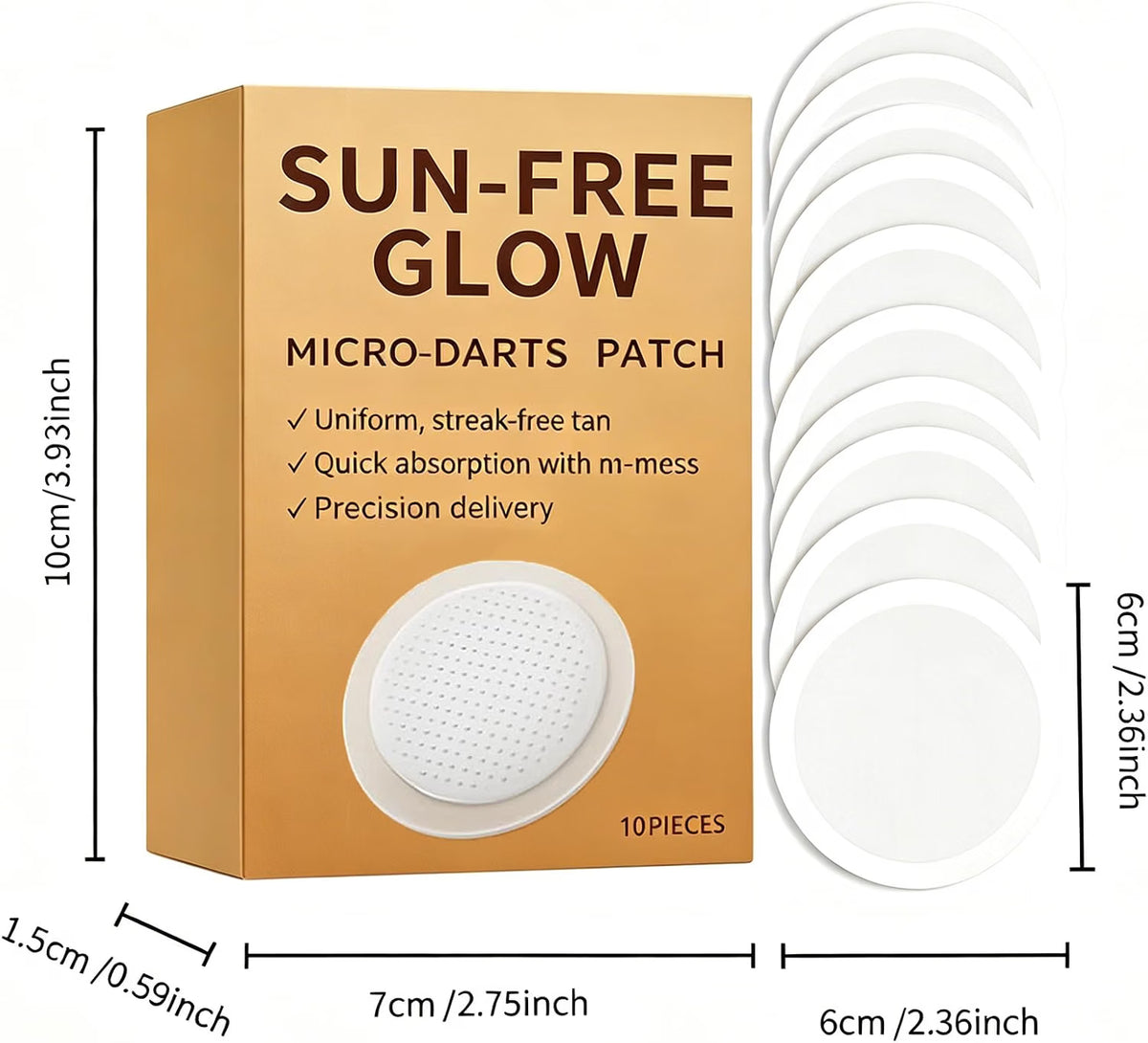 Sun Free Glow Patches with micro-needles for natural sunless bronze tan, designed for all skin types, by Generic.