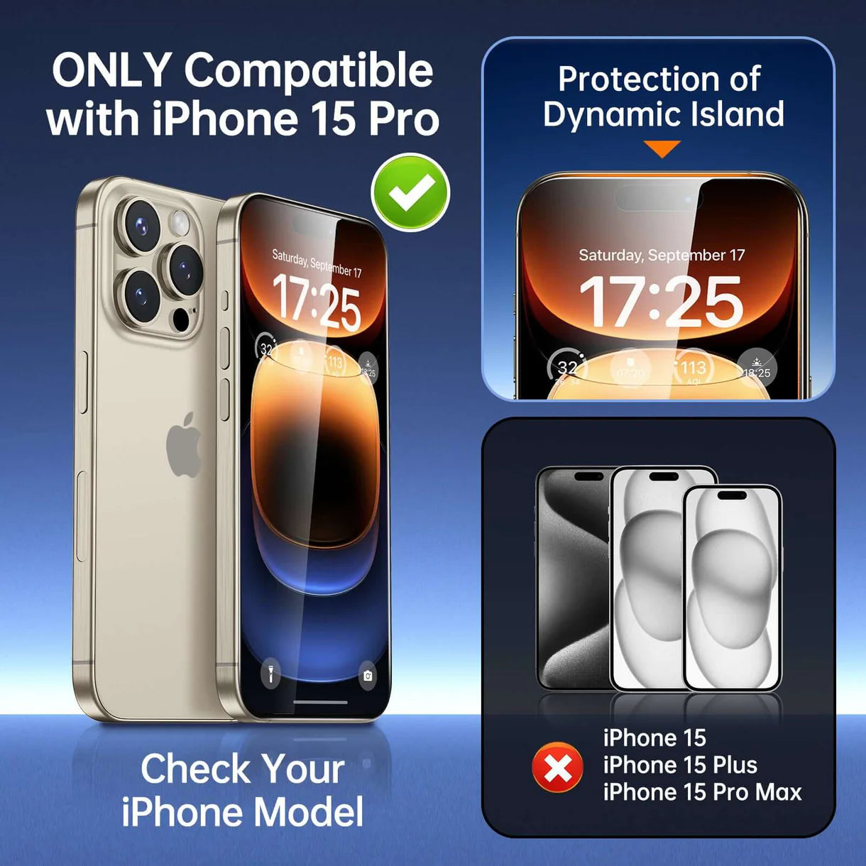 Syncwire 28° privacy screen protector for iPhone 15 Pro and Pro Max, 2-pack, 9H tempered glass with easy installation and case-friendly design