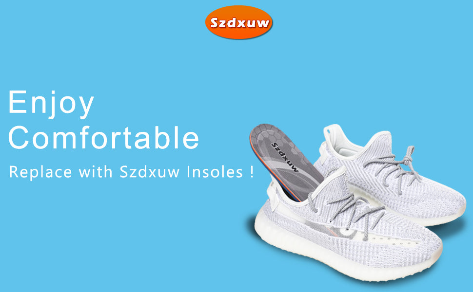Szdxuw Memory Foam Insoles Size UK3 : UK8 - Super Soft Comfort Cushioning Inserts for Men Women Kids - Trim to Fit for Trainers, Sports Shoes, Walking Boots & Work Shoes